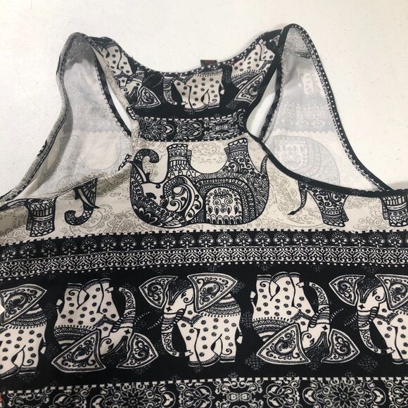 NWT Hot Kiss Y2K Elephant Print Racerback Tank Top Women 2X Boho Tribal Festival - Picture 3 of 6